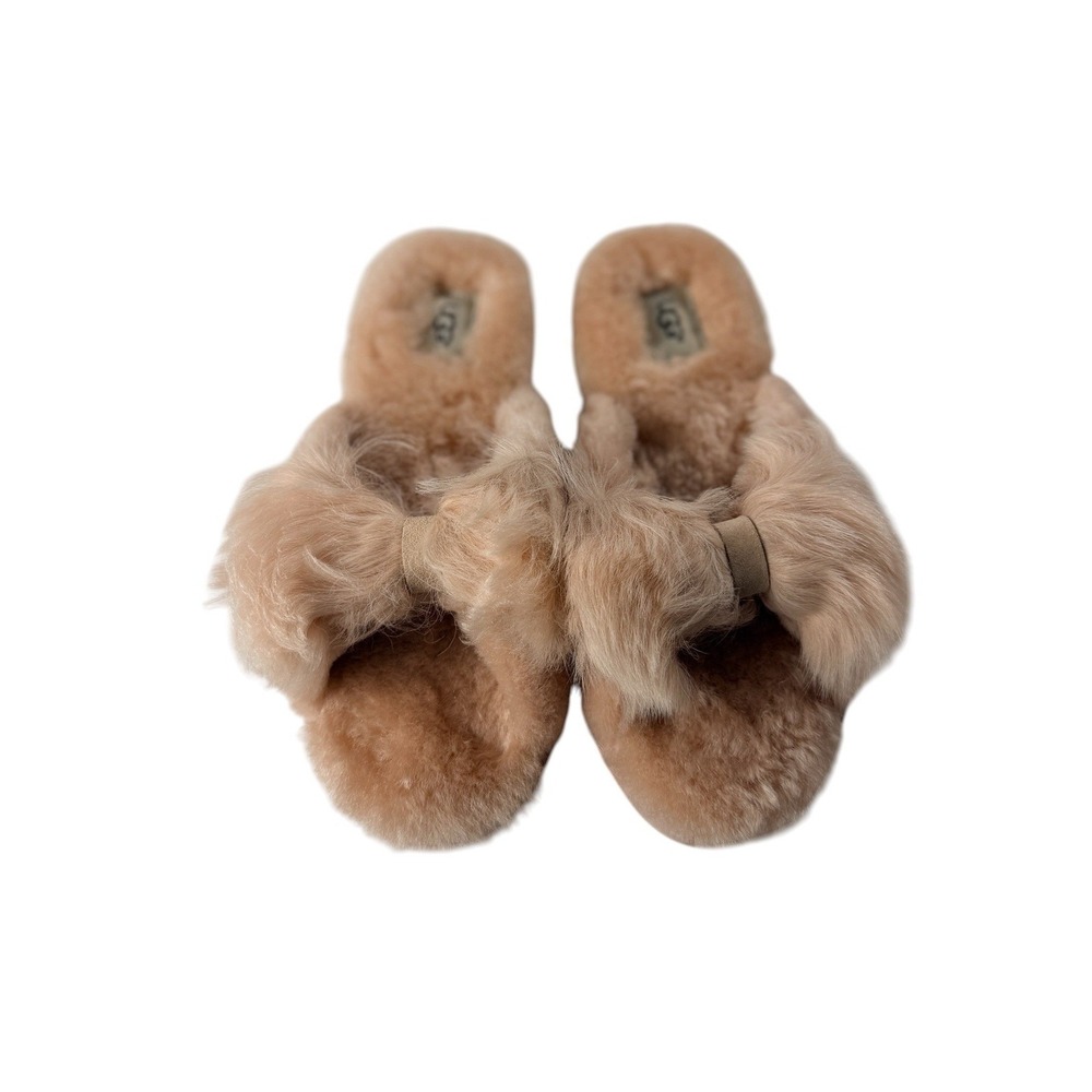 UGG Mirabelle Slipper Amber Sheepskin Bow Slides 1095102 Womens Size 9 NEW